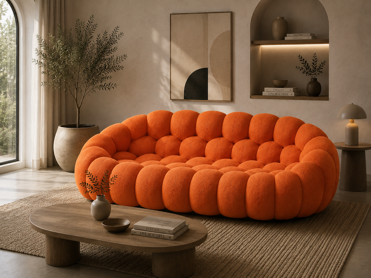 Canapé Bubble Ultra orange dans un salon contemporain haut de gamme